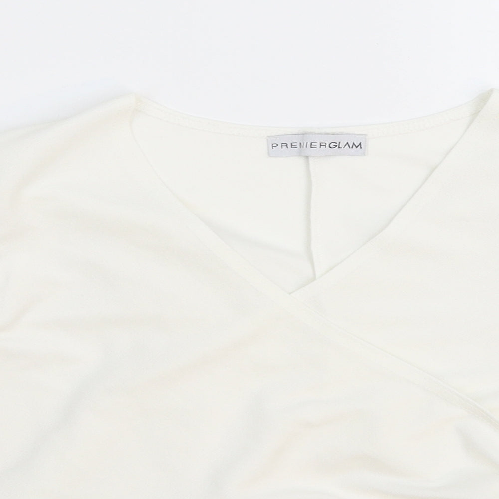 Premier Glam Womens White   Cropped Blouse Size 10