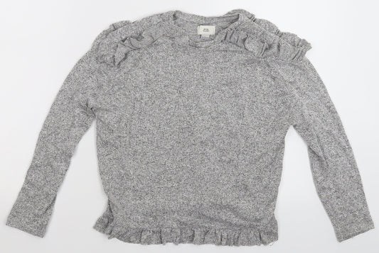 River Island Girls Grey  Knit Pullover Jumper Size 10 Years