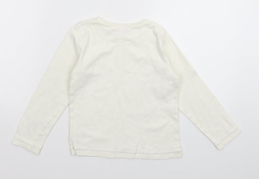 Cherokee Girls White  Knit Pullover Jumper Size 5-6 Years