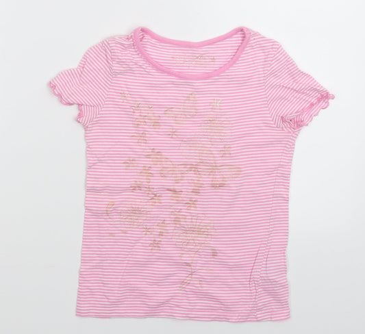 Cherokee Girls Pink Striped  Basic T-Shirt Size 7-8 Years