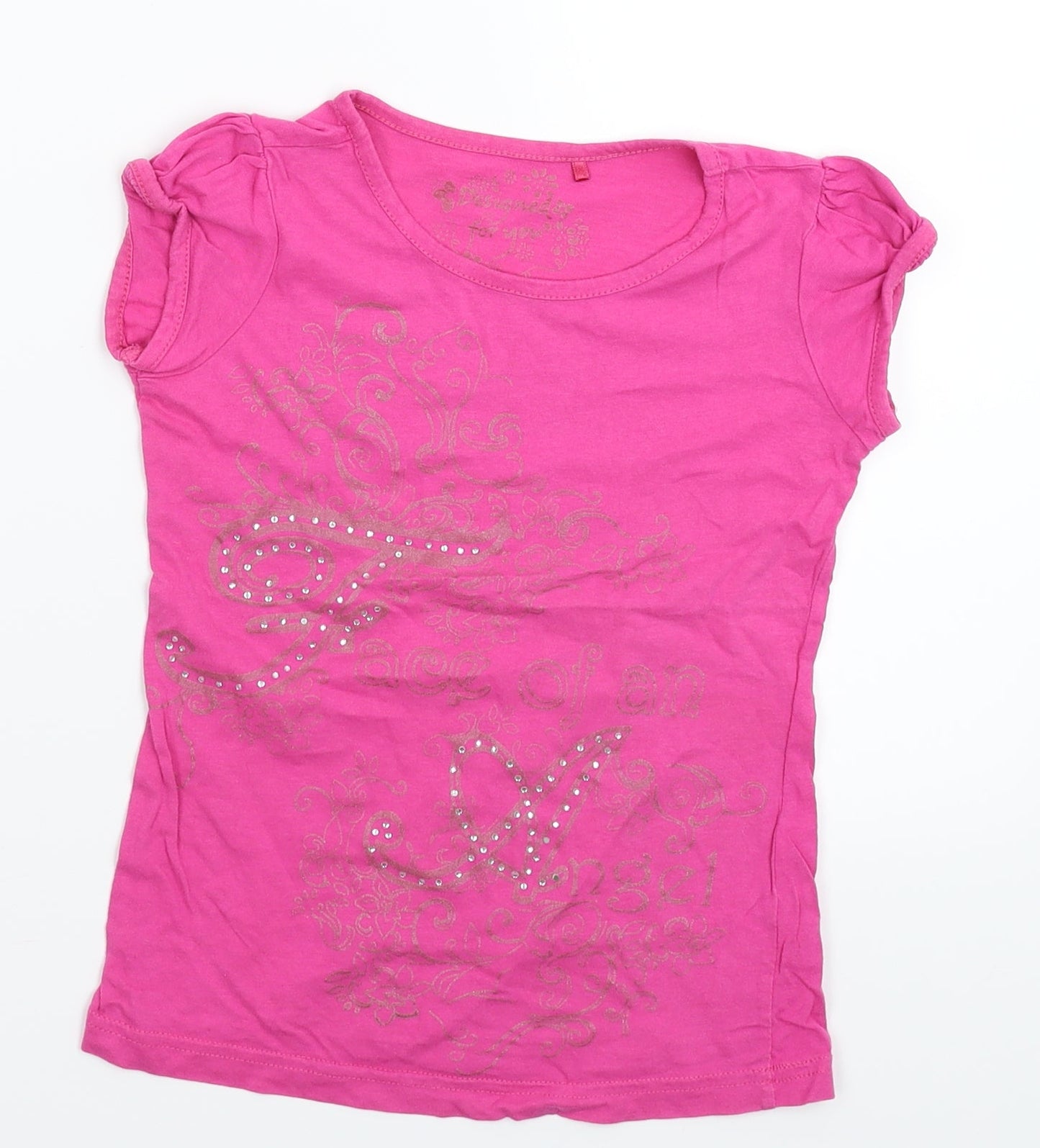 George Girls Pink   Basic T-Shirt Size 7-8 Years