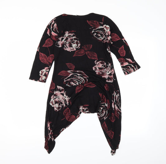 Miso Womens Black Floral  Basic Blouse Size 10