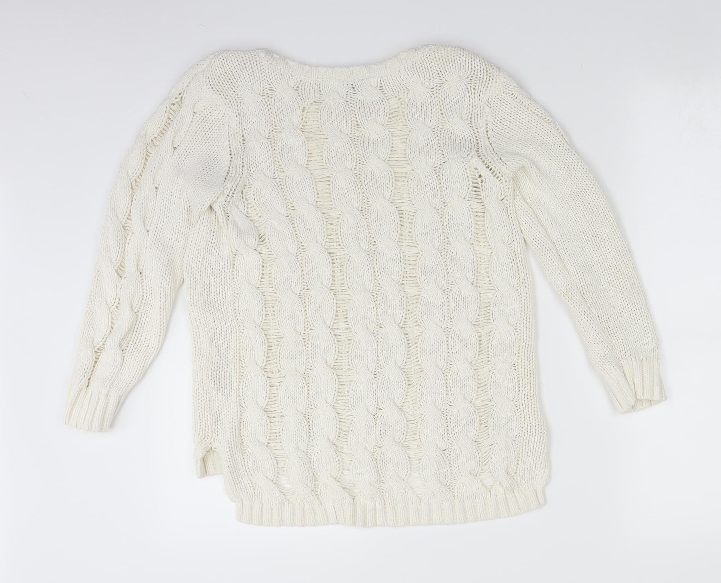 H&M Womens White  Knit Pullover Jumper Size S