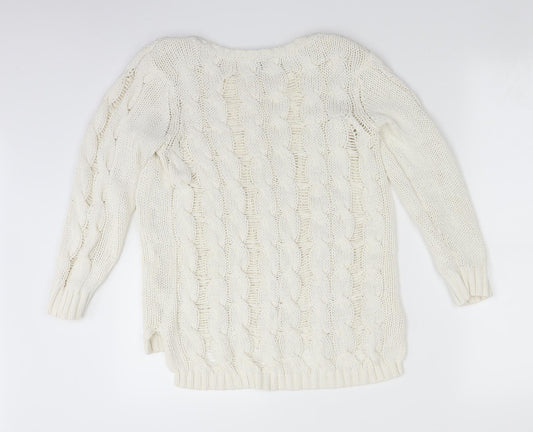 H&M Womens White  Knit Pullover Jumper Size S