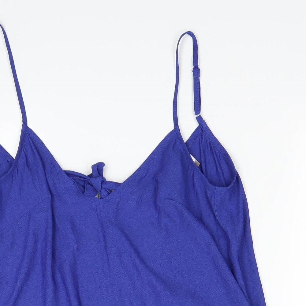 H&M Womens Blue   Basic Blouse Size 4  - Open Back
