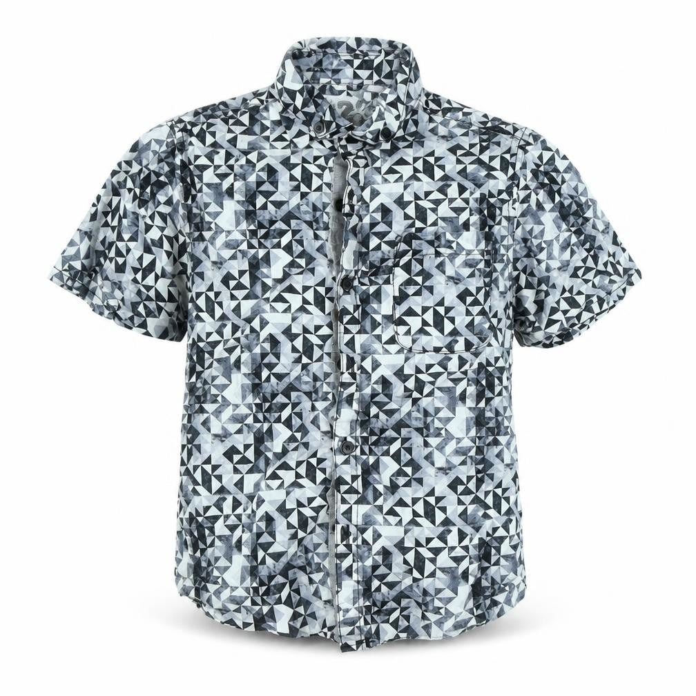 Next Boys Grey Geometric  Basic Button-Up Size 7 Years