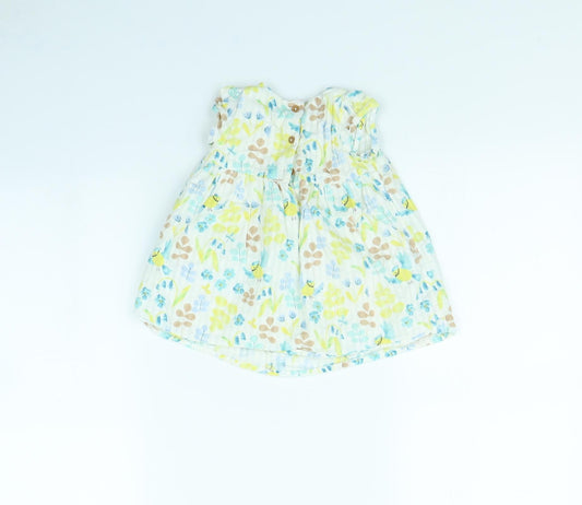 M&S Girls Yellow Floral  Fit & Flare  Size 3-6 Months
