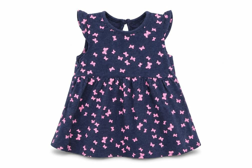 Front view of Primark Baby Blue Spotted Fit & Flare, size 3-6, Months - Butterflies