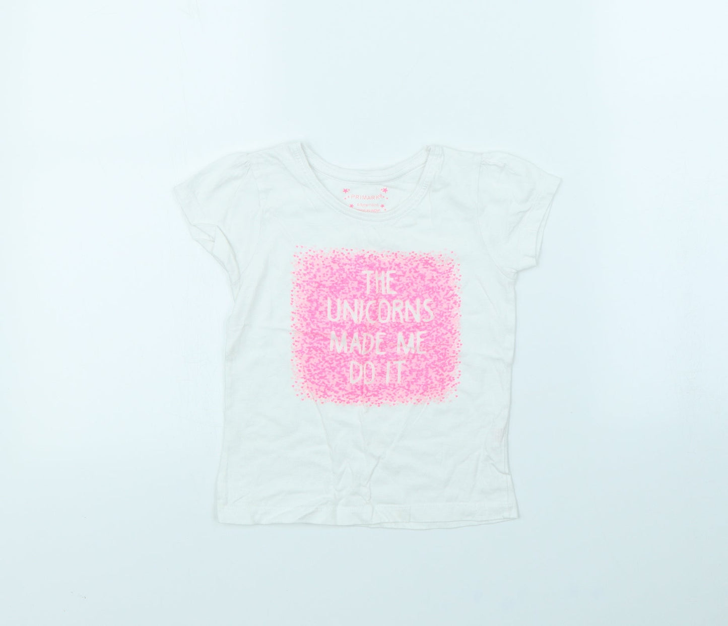 Primark Girls White   Basic T-Shirt Size 4 Years