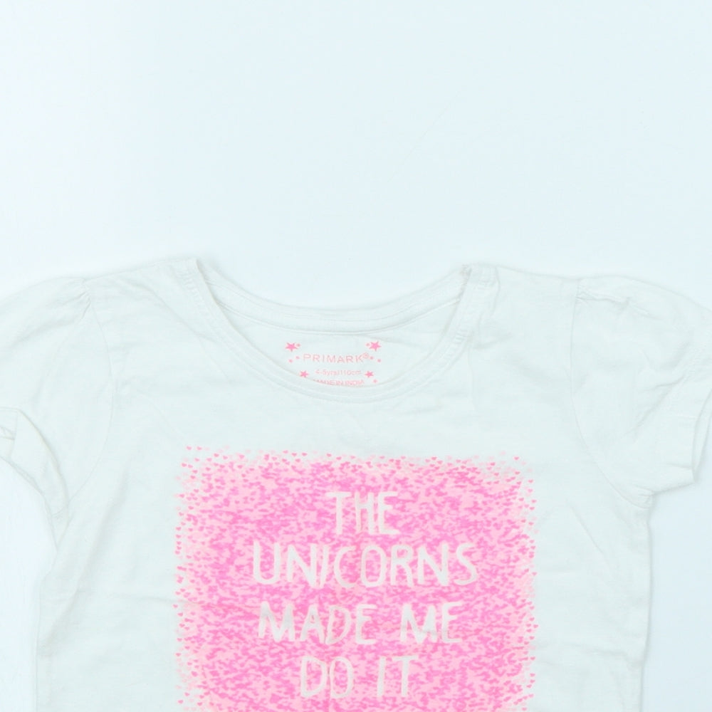 Primark Girls White   Basic T-Shirt Size 4 Years