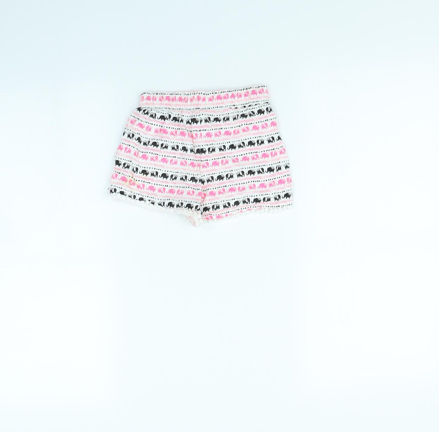 TU Girls White Animal Print  Cut-Off Shorts Size 2 Years - Elephant