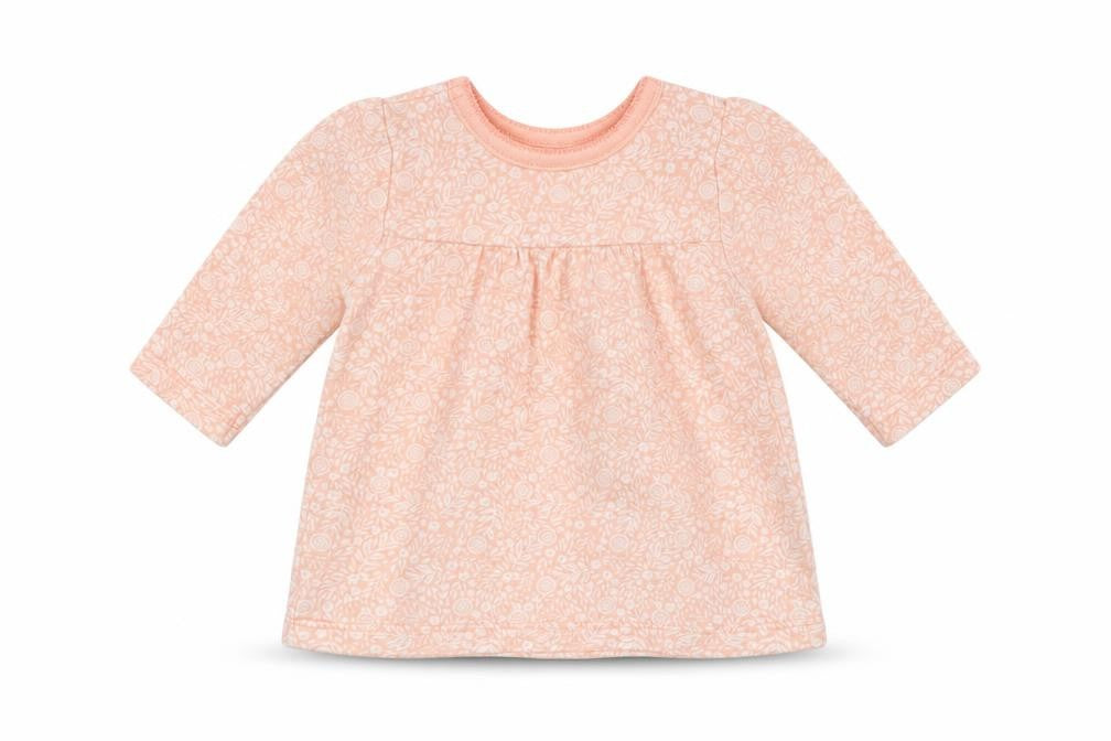 Front view of George girls’ orange floral t-shirt dress, size 3-6, months