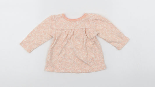 George Girls Orange Floral  T-Shirt Dress  Size 3-6 Months