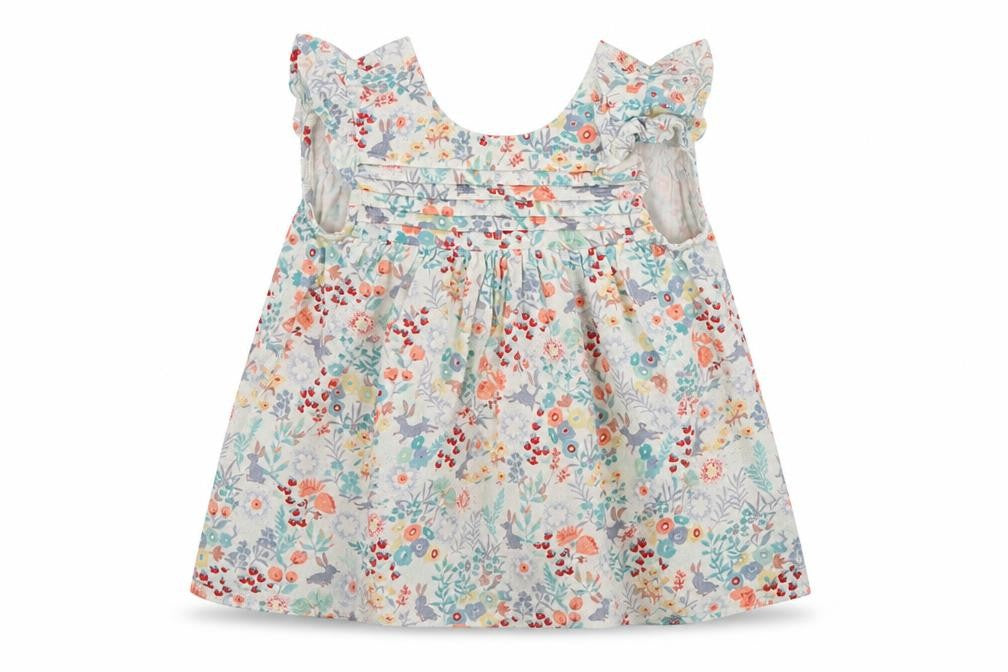 Front view of Marks & Spencer girls’ multicoloured floral t-shirt dress, size 3-6, months