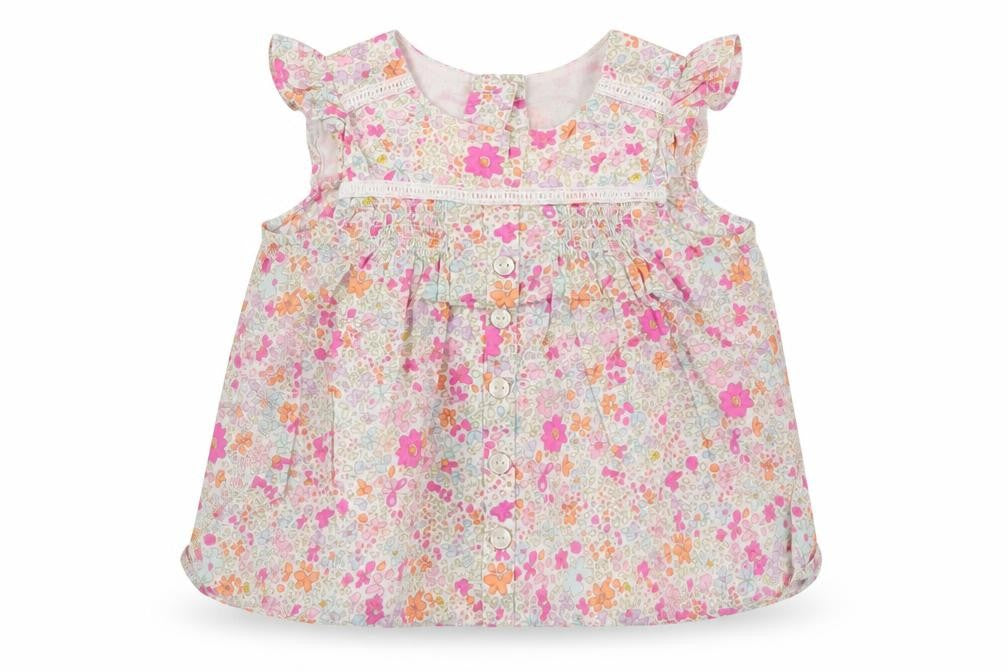 Front view of Next girls’ multicoloured floral tank dress, size 6-9, months