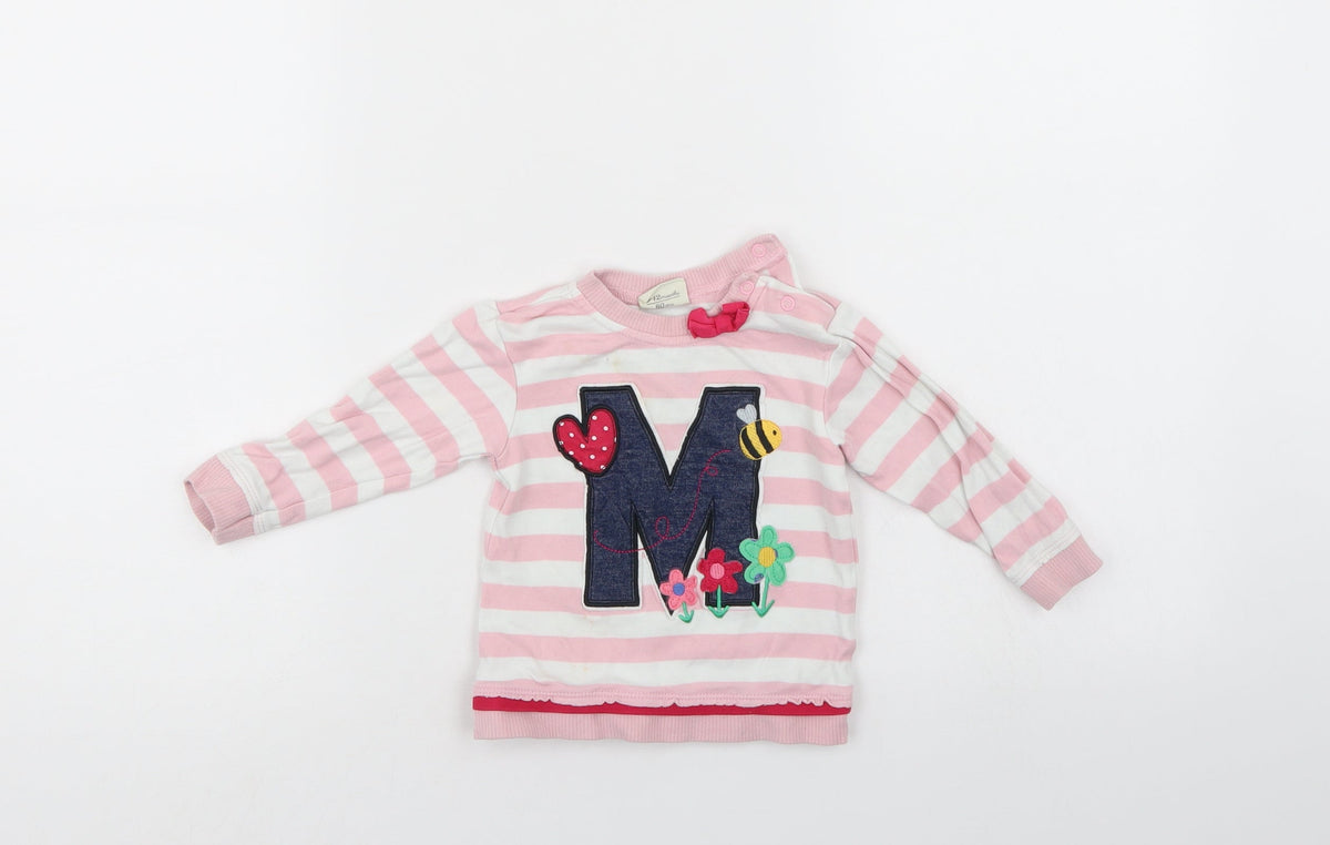 Mini Klub Girls Pink Striped  Pullover Jumper Size 9-12 Months