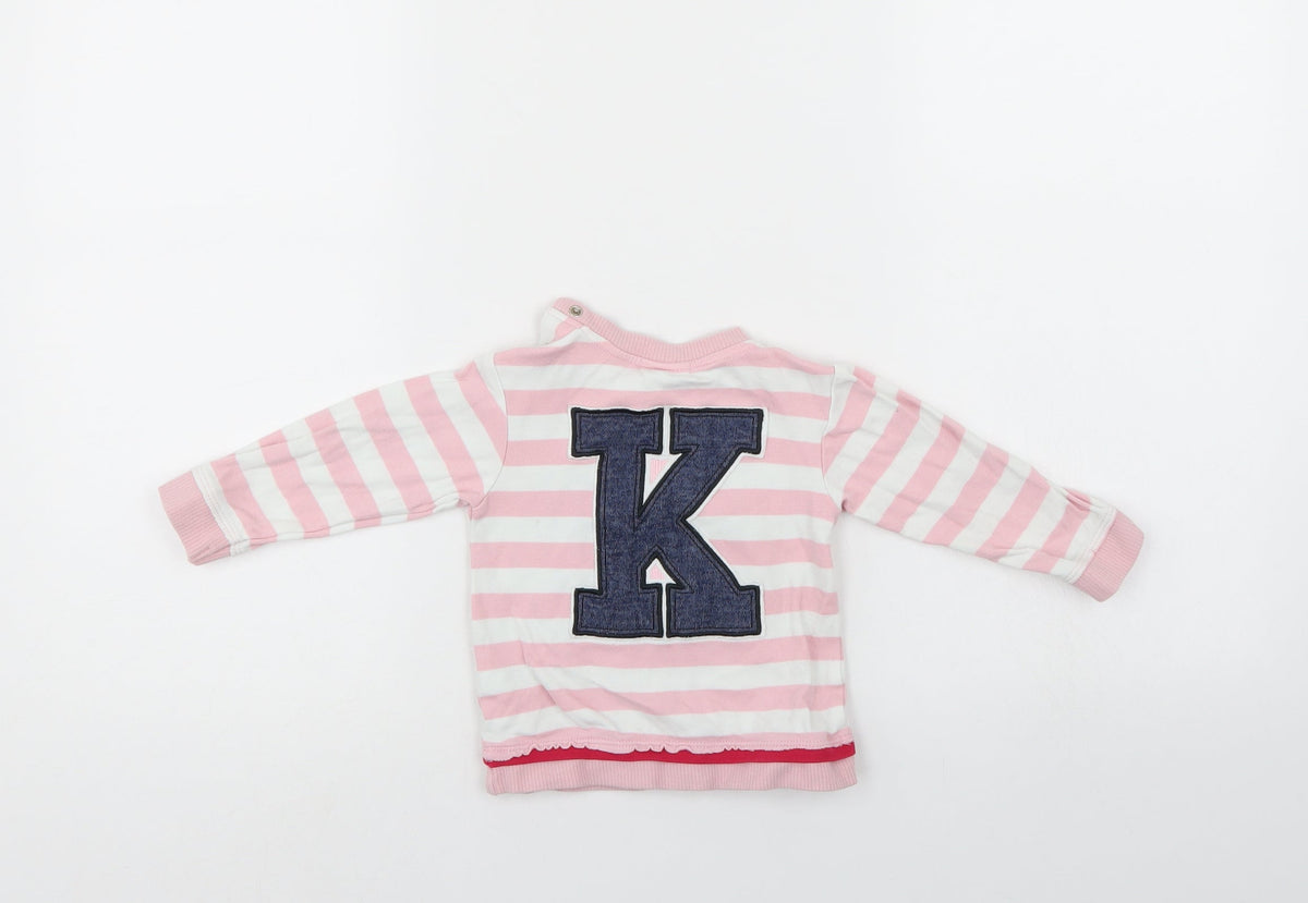 Mini Klub Girls Pink Striped  Pullover Jumper Size 9-12 Months