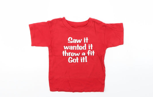 Preworn Girls Red   Basic T-Shirt Size 5-6 Years