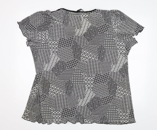 BM Womens Black Geometric  Basic Blouse Size XL