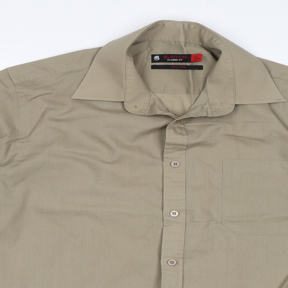 Burton Mens Beige    Button-Up Size 16