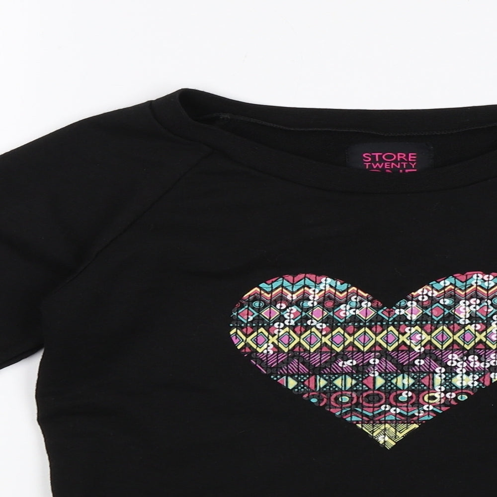 Store Twenty One Girls Black Pullover Jumper Size 10 Years - Heart