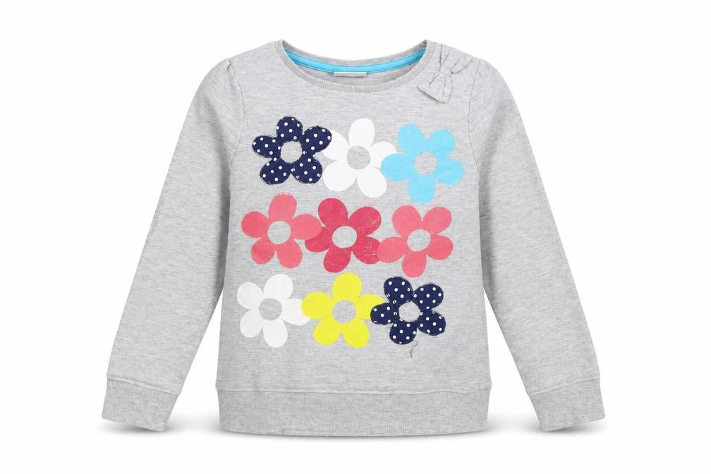 Sweet Millie Girls Grey   Pullover Jumper Size 9 Years  - Flowers