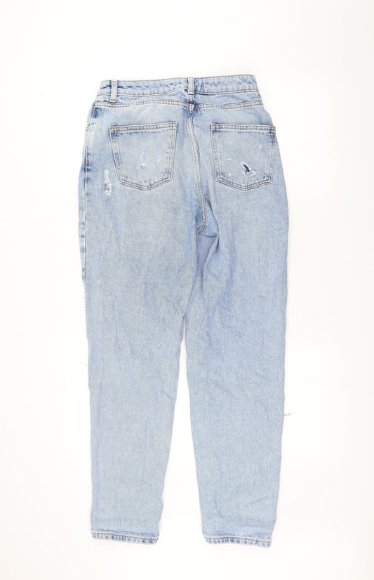 Denim & Co. Womens Blue  Denim Straight Jeans Size 10 L27 in - ripped details