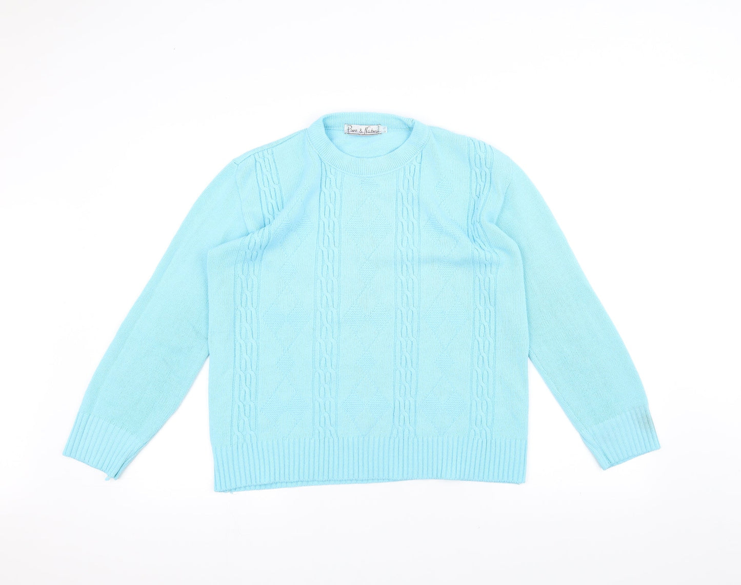 Pure & Natural Womens Blue  Knit Pullover Jumper Size M