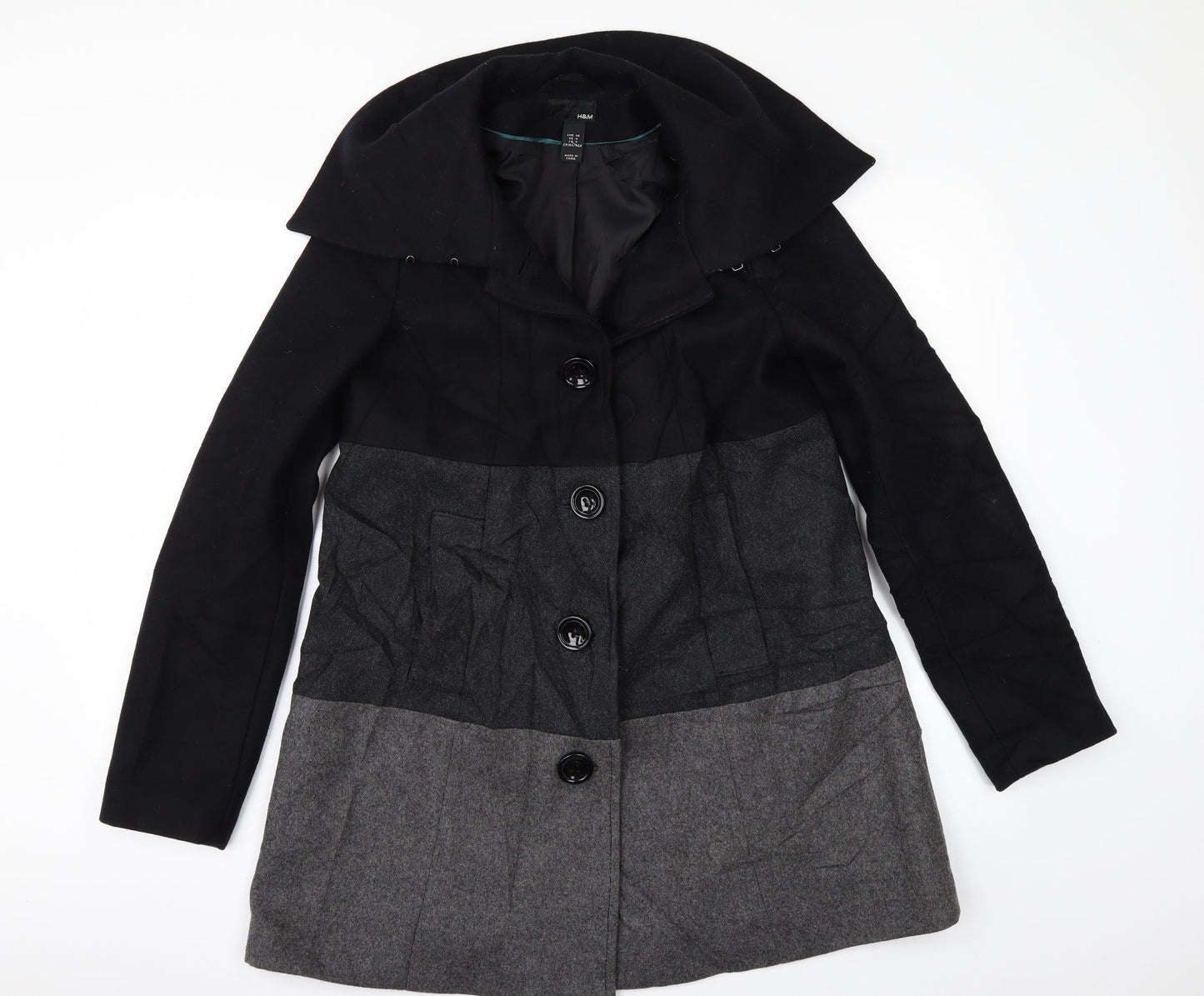 H&M Womens Black   Pea Coat Coat Size 8