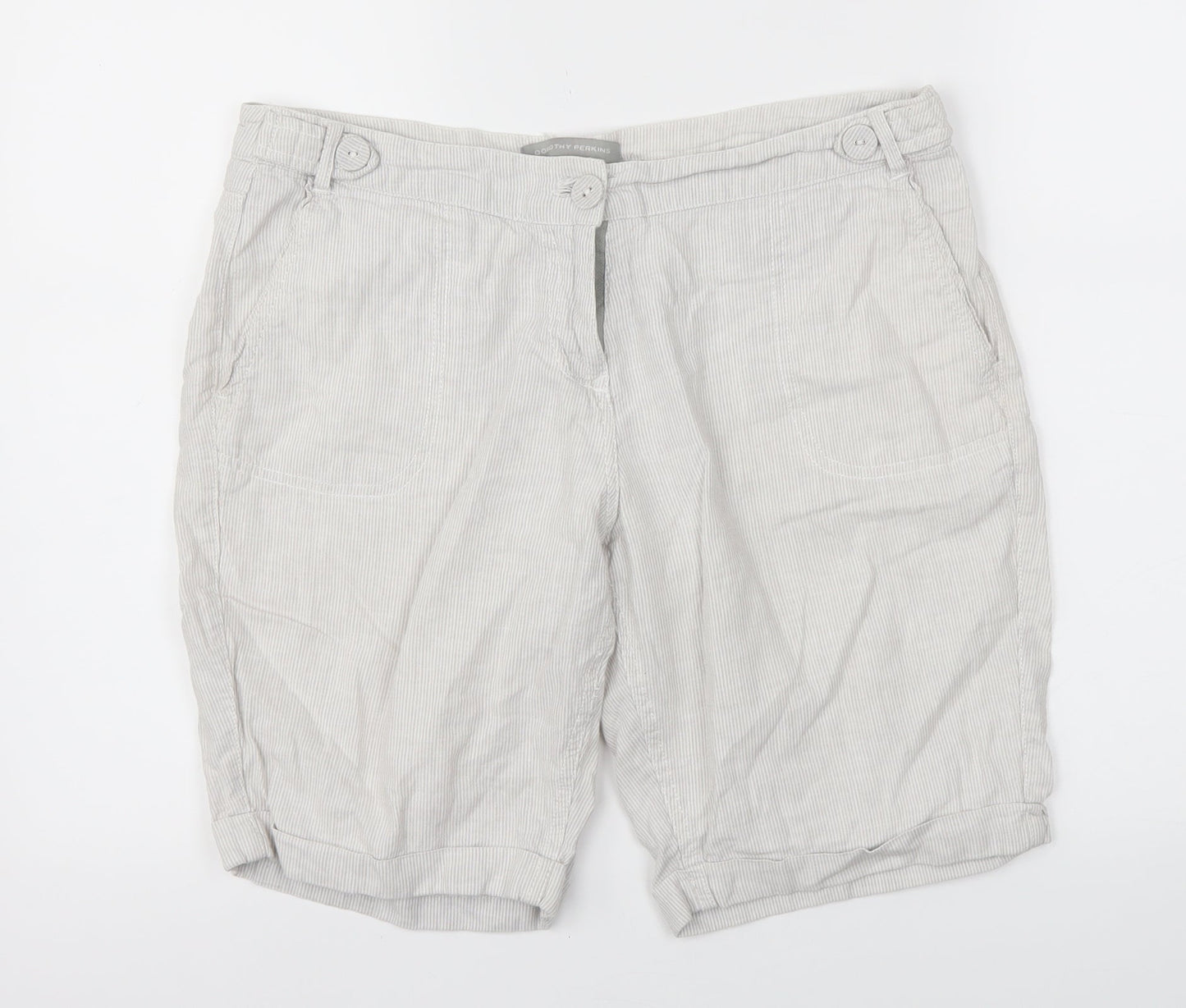 Dorothy pekins Womens Grey Striped  Cut-Off Shorts Size 10
