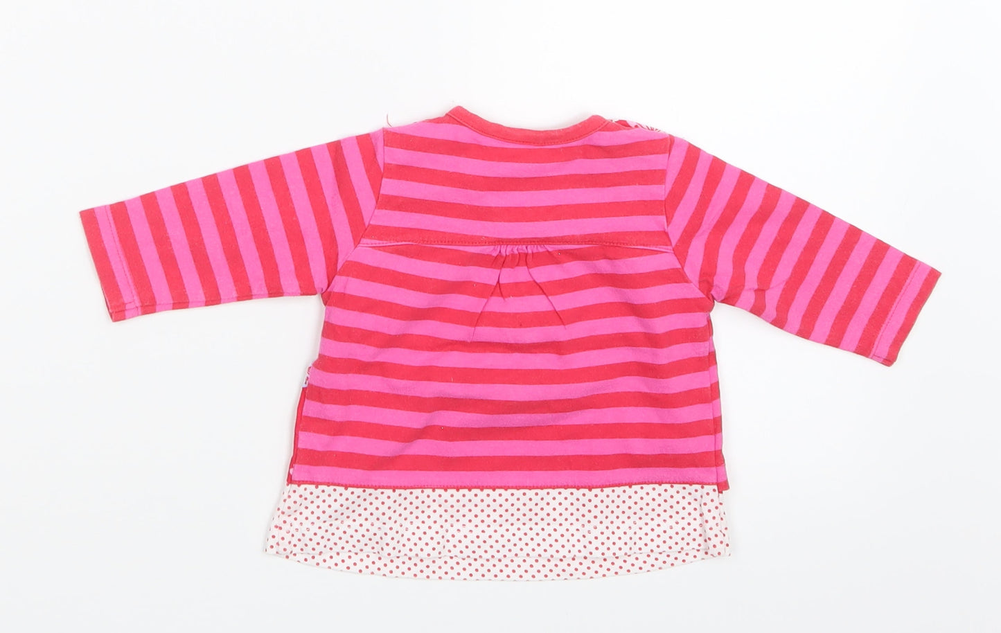 Mini Mode Girls Pink Striped  Basic T-Shirt Size 3-6 Months