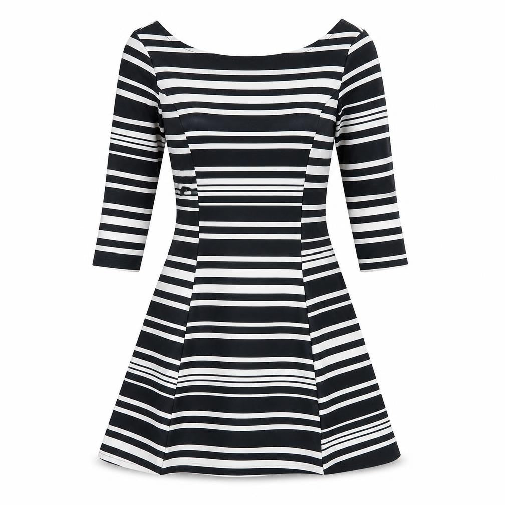 Stradivarius Womens Black Striped  Fit & Flare  Size S