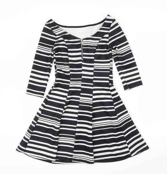 Stradivarius Womens Black Striped  Fit & Flare  Size S