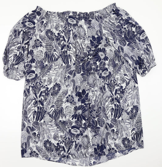 H&M Womens Black Floral  Basic Blouse Size 12