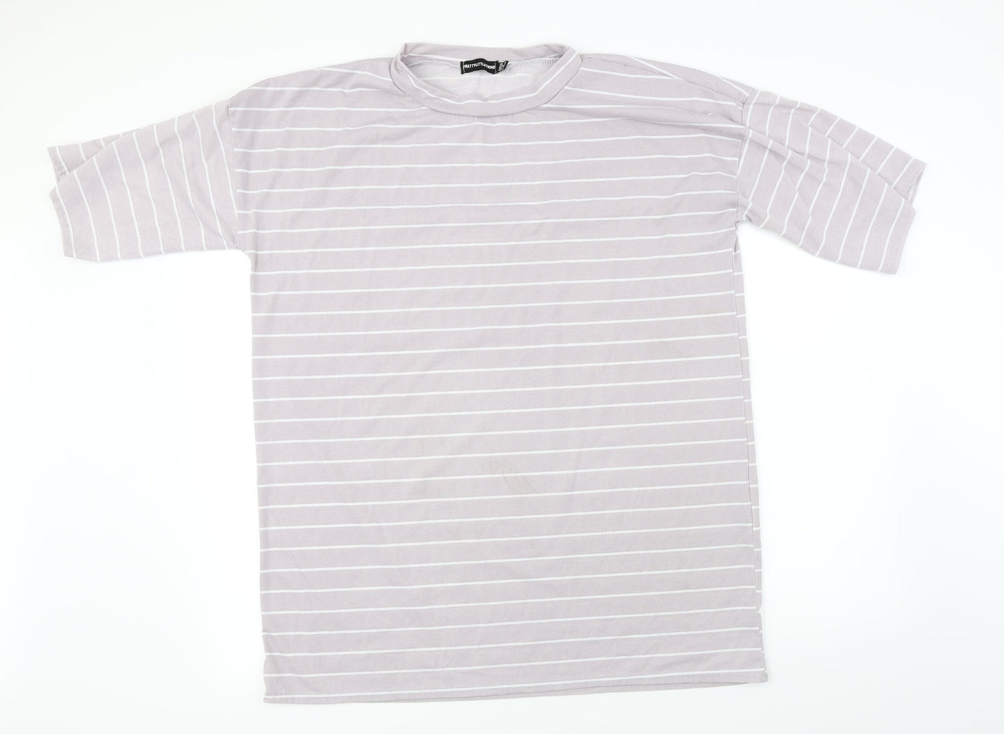 PRETTYLITTLETHING  Womens Green Striped  Basic T-Shirt Size 12