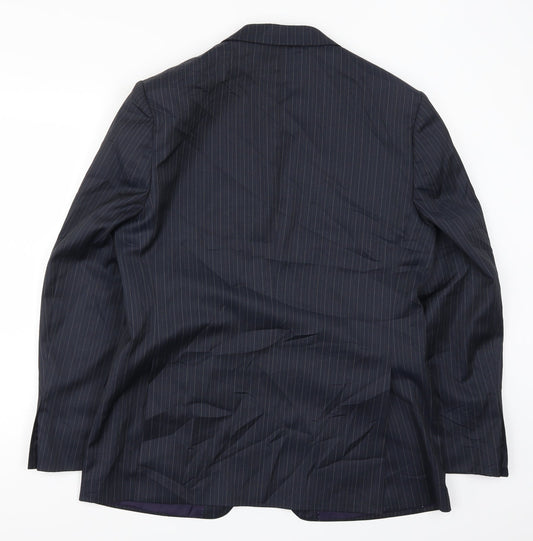 Daniel Hetcher Mens Blue Striped  Jacket Suit Jacket Size 40
