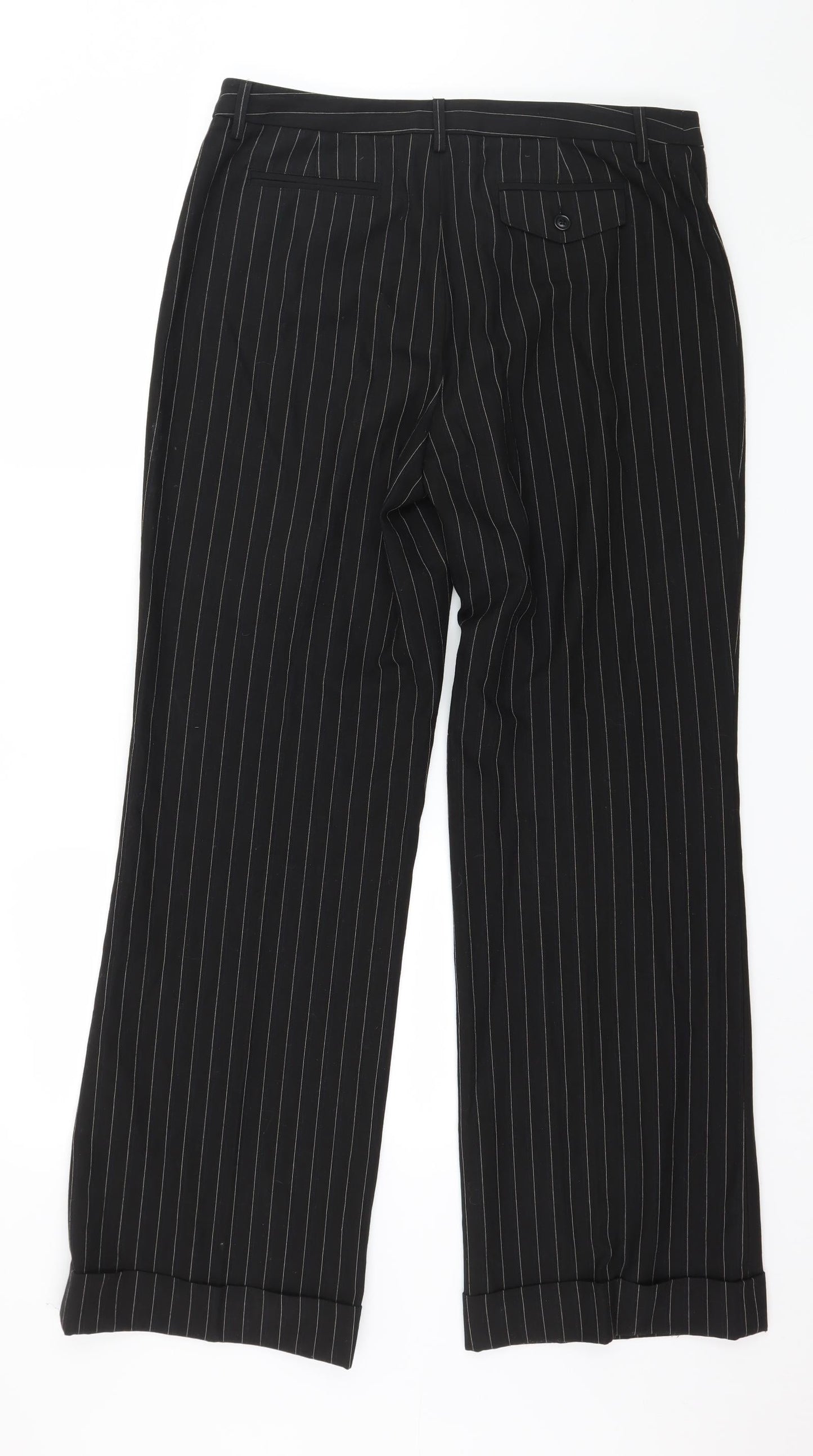 Preworn Womens Black Striped  Trousers  Size 34 in L32 in