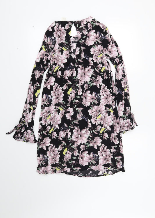 H&M Womens Black Floral  Shift  Size 4