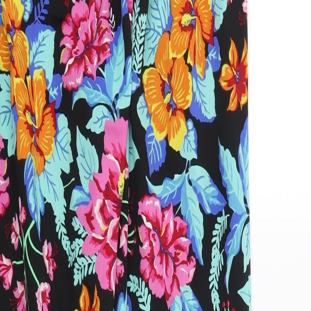 Preworn Womens Black Floral  Trousers  Size 8 L30 in