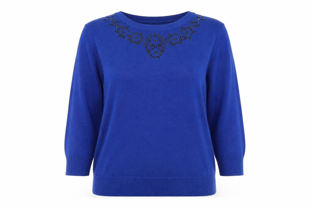 Womens UK 12 Relaxed Anthology Blue Pullover Tight-Knit
