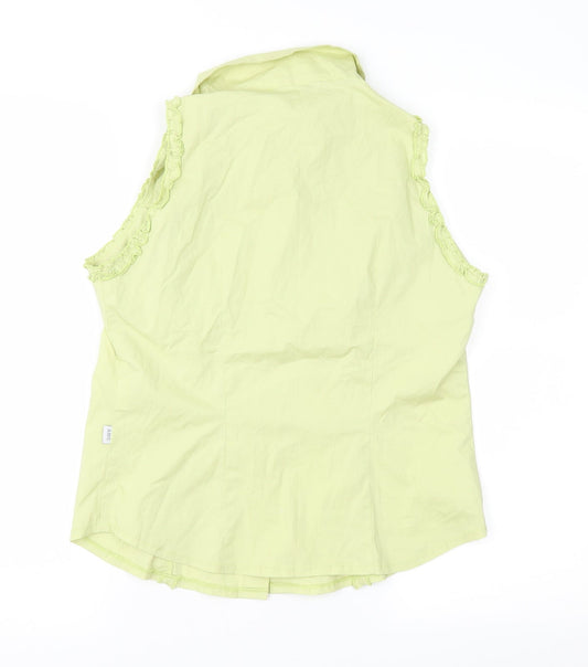An Miss Club Womens Green   Basic Button-Up Size L