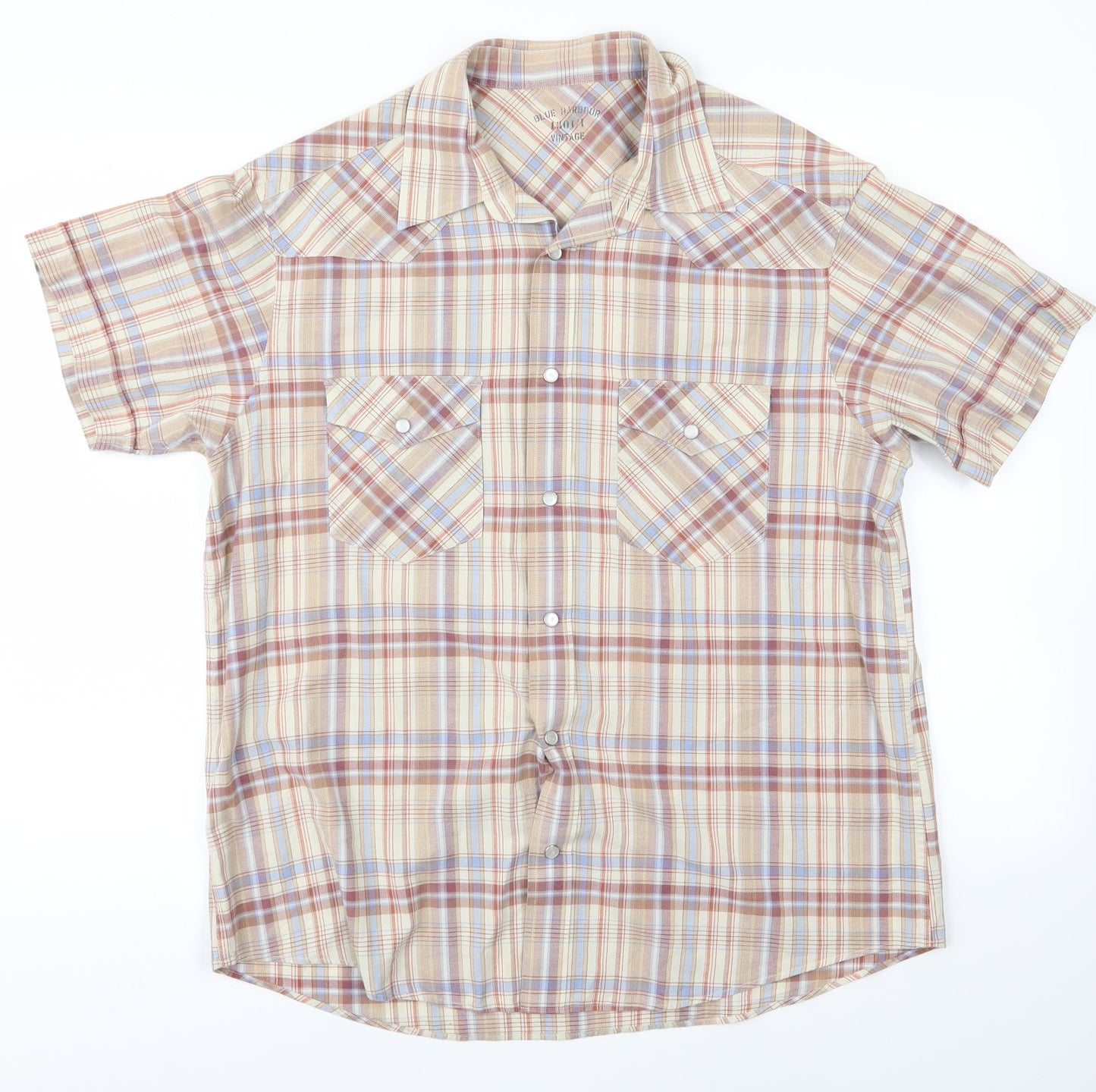Blue Harbour Mens Beige Striped   Button-Up Size L