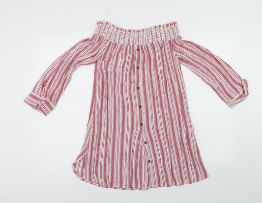 NEXT Womens Red Striped  Basic Blouse Size 8