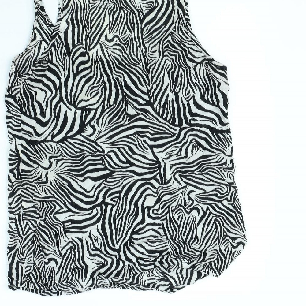 Zara Womens White Animal Print  Basic Tank Size M