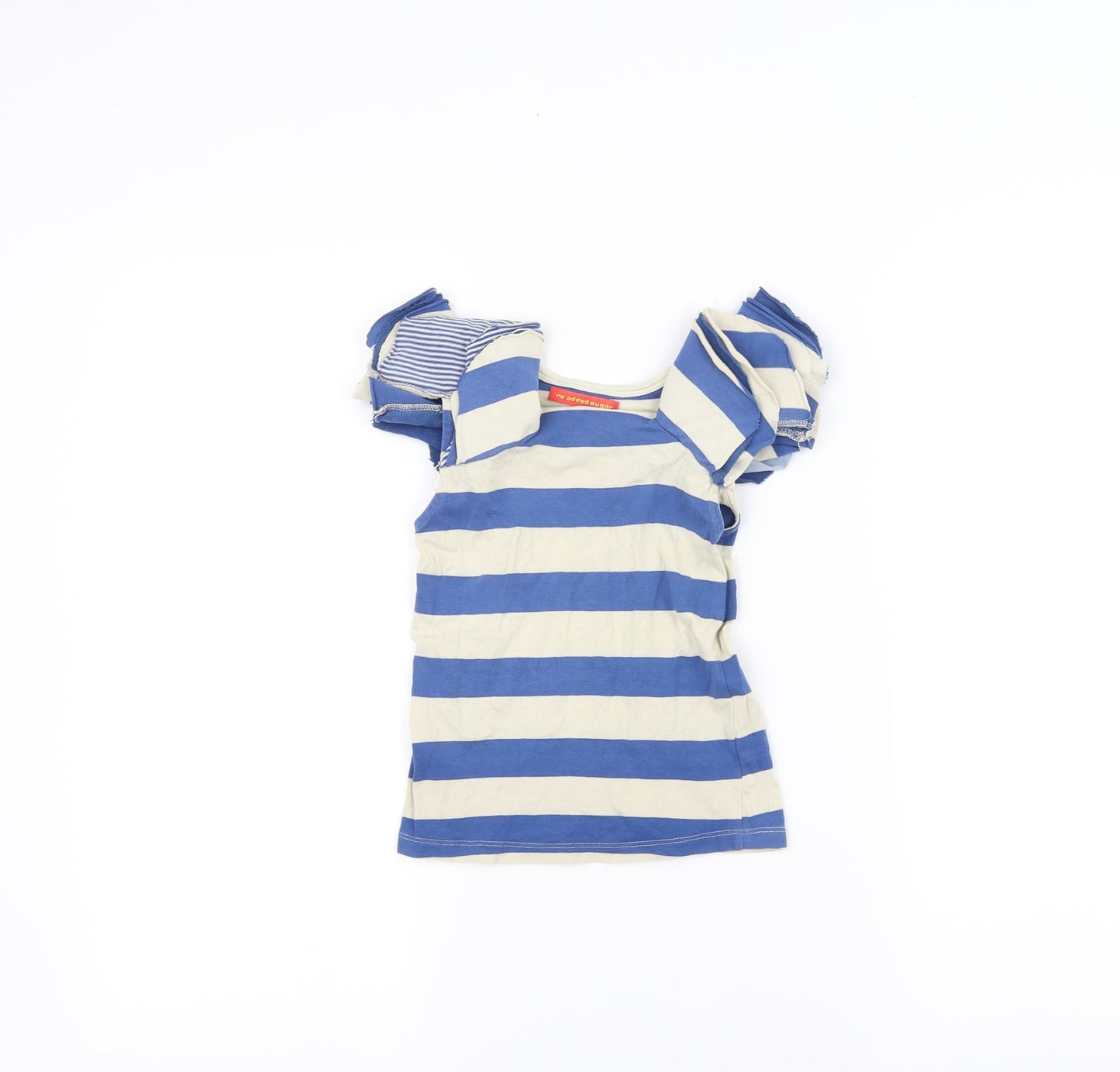 Preworn Boys Blue Striped  Basic T-Shirt Size 5-6 Years
