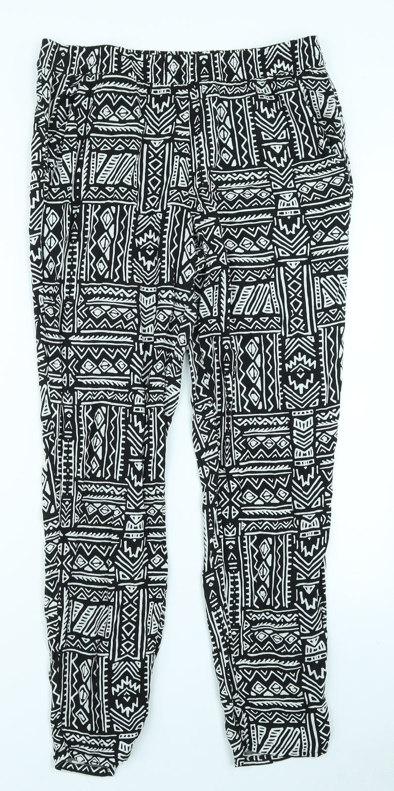 Divided Womens Black Geometric  Jogger Trousers Size 12 L28 in
