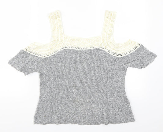 Hollister Womens Grey   Pullover Jumper Size S  - Lace Detail