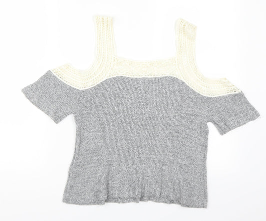 Hollister Womens Grey   Pullover Jumper Size S  - Lace Detail