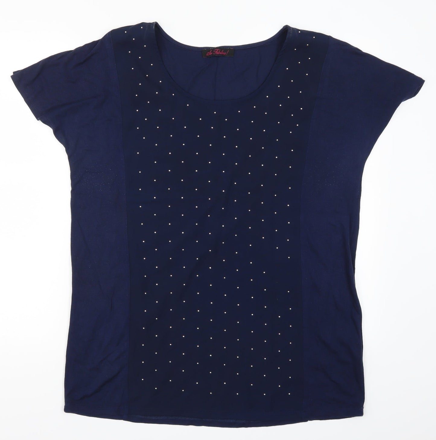 So Fabulous Womens Blue Polka Dot  Basic T-Shirt Size 16