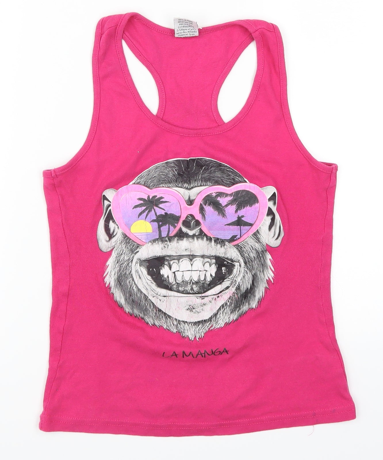 Texmania Womens Pink   Basic Tank Size S  - Monkey La Manga